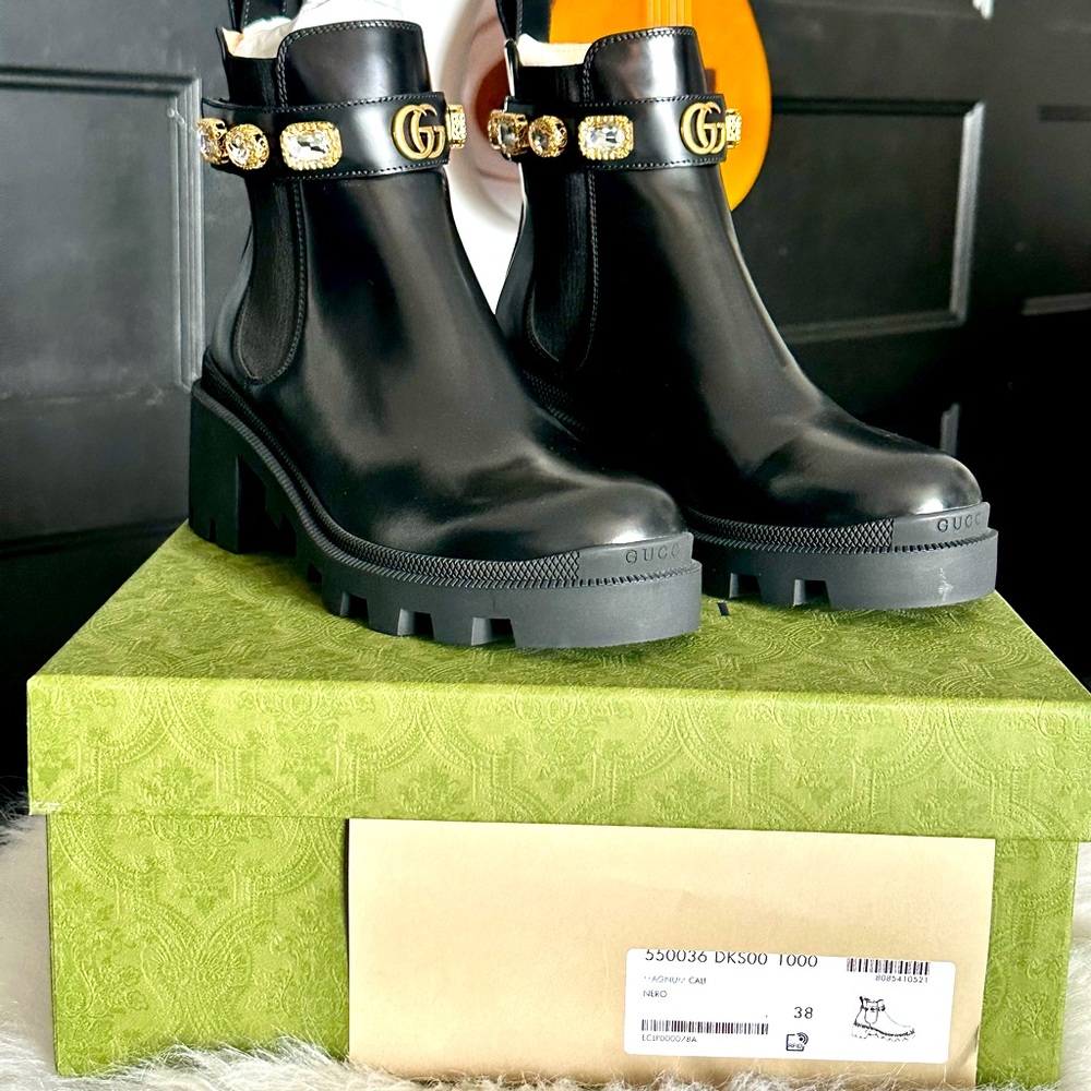 Brand New in box beautiful Gucci Chelsea Booties W/ Jewels.